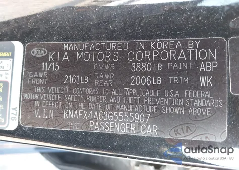 2016 Kia Forte Lx из США, поврежденный, VIN KNAFX4A63G5555907